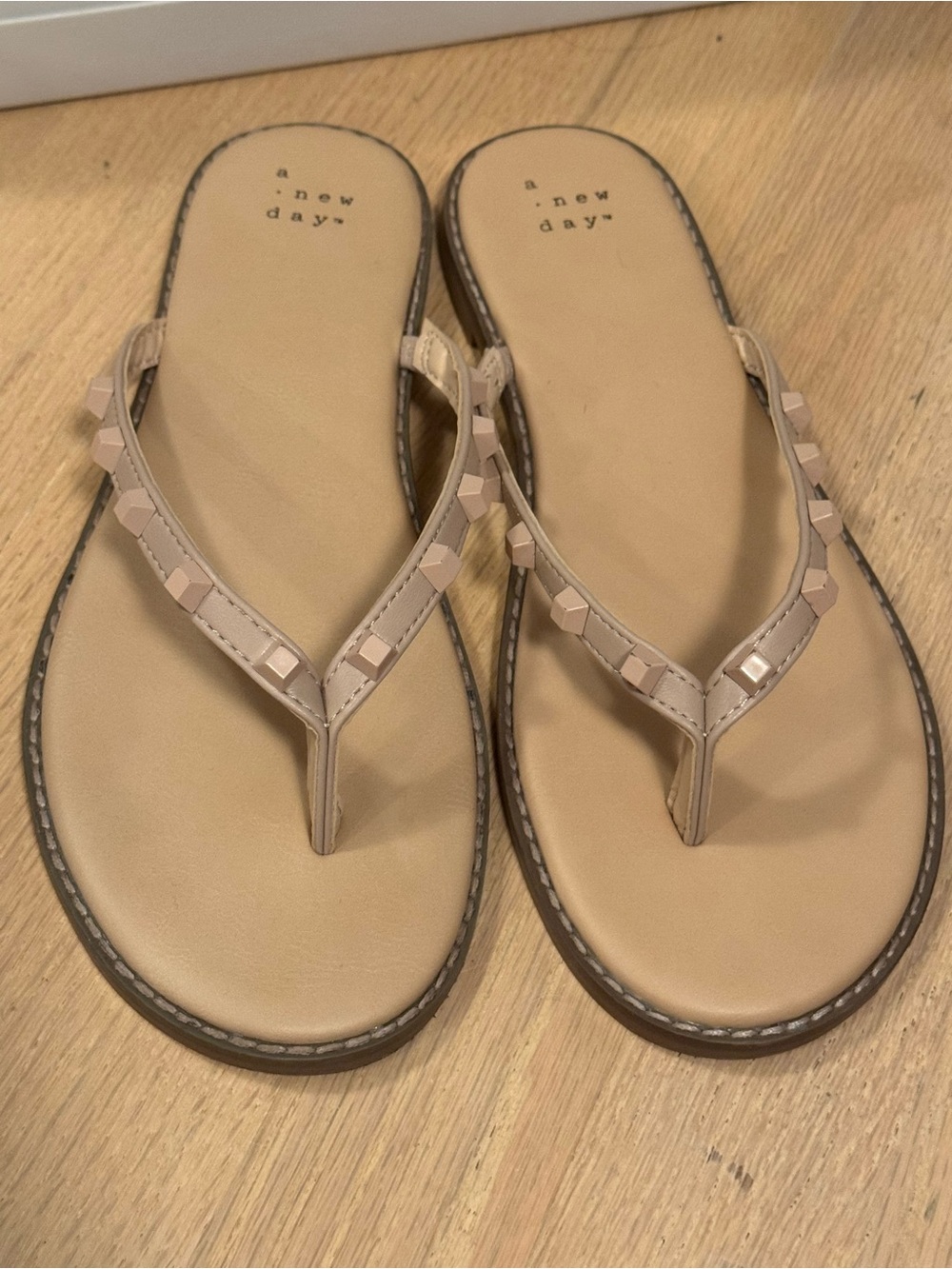 a new day Neutral Beige Studded Thong Sandals